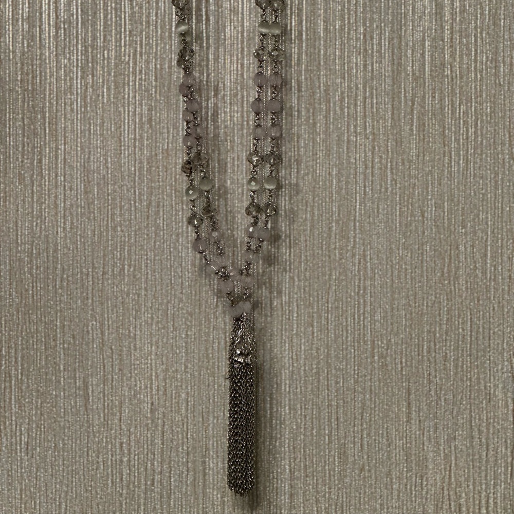 Multi-Layered Silver & Light Purple Necklce